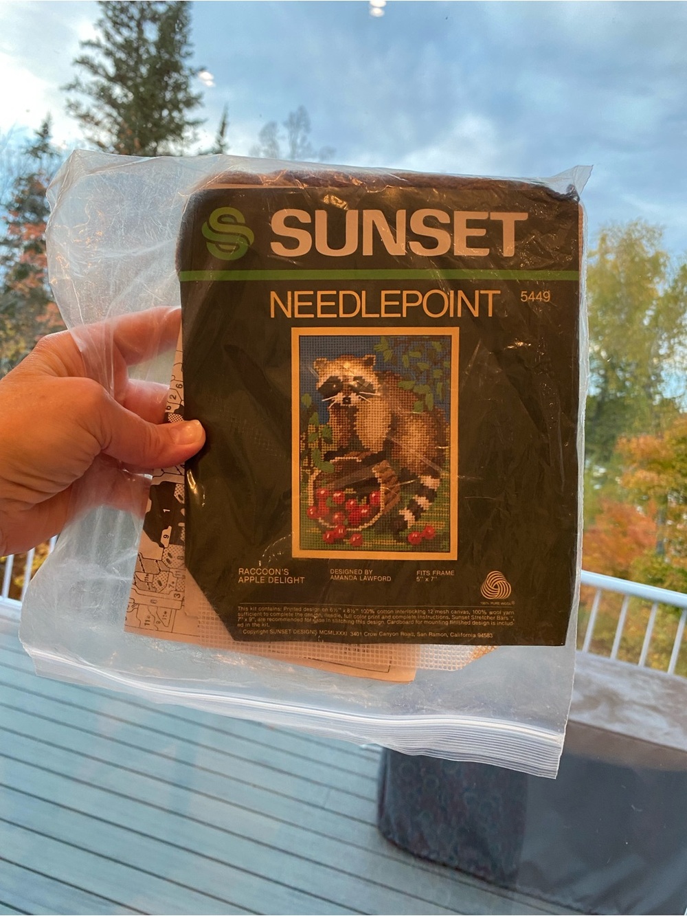 Needlepoint Kit Packaging Wildlife- Raccoon Apple Delight